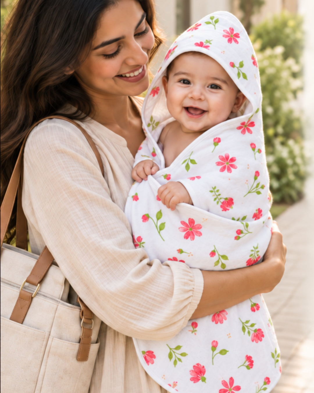 Wild Petals | Muslin Hooded Baby Towel