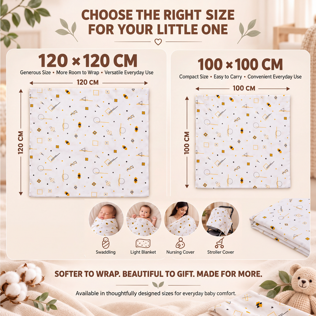 Celestial Trio | Organic Muslin Baby Swaddle (GOTS Certified)