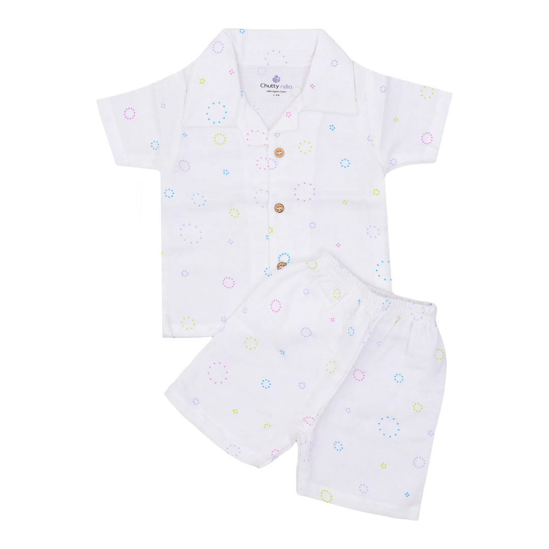 Autumn Breeze | Organic Muslin Collar Shirt & Shorts Set