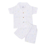 Autumn Breeze | Organic Muslin Collar Shirt & Shorts Set