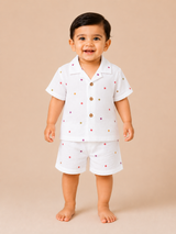 Autumn Breeze | Organic Muslin Collar Shirt & Shorts Set
