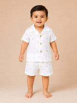 Autumn Breeze | Organic Muslin Collar Shirt & Shorts Set