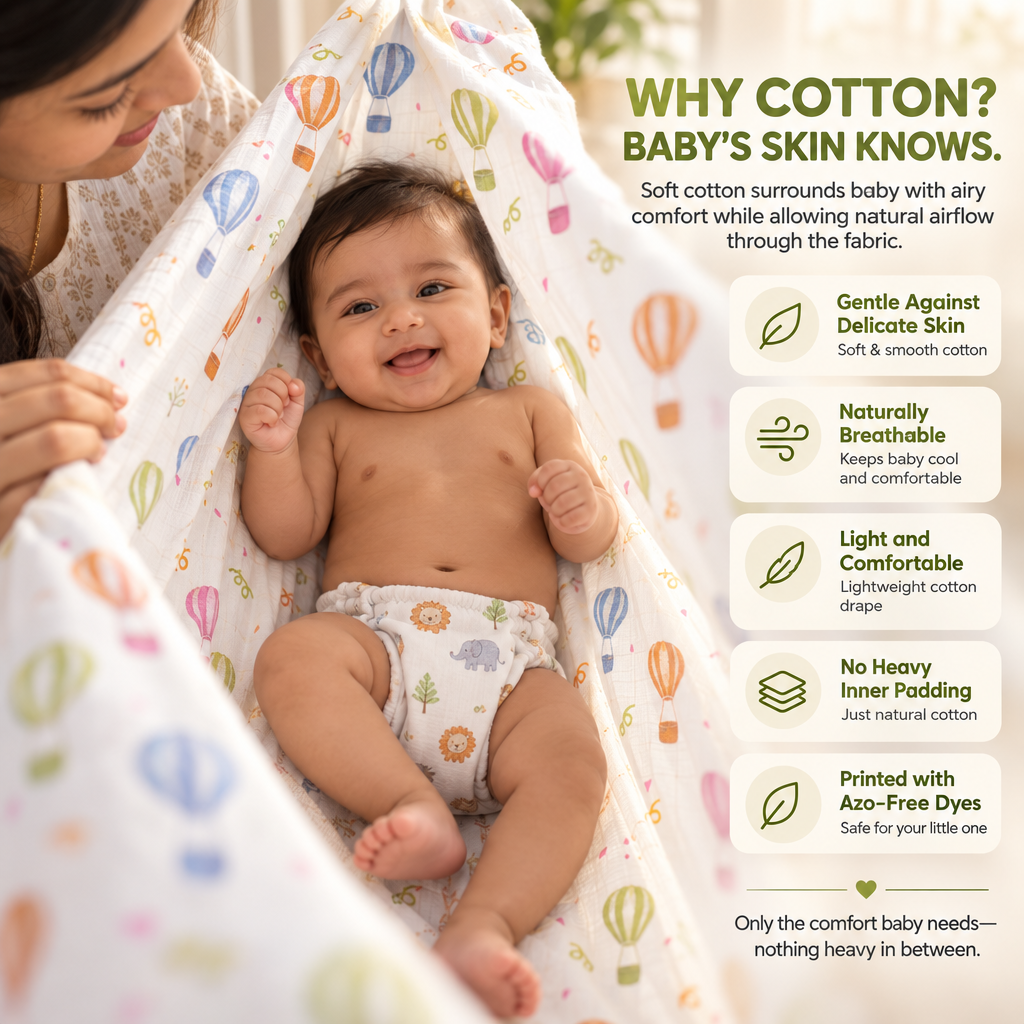 Aira | Printed Cotton Baby Thottil with Net