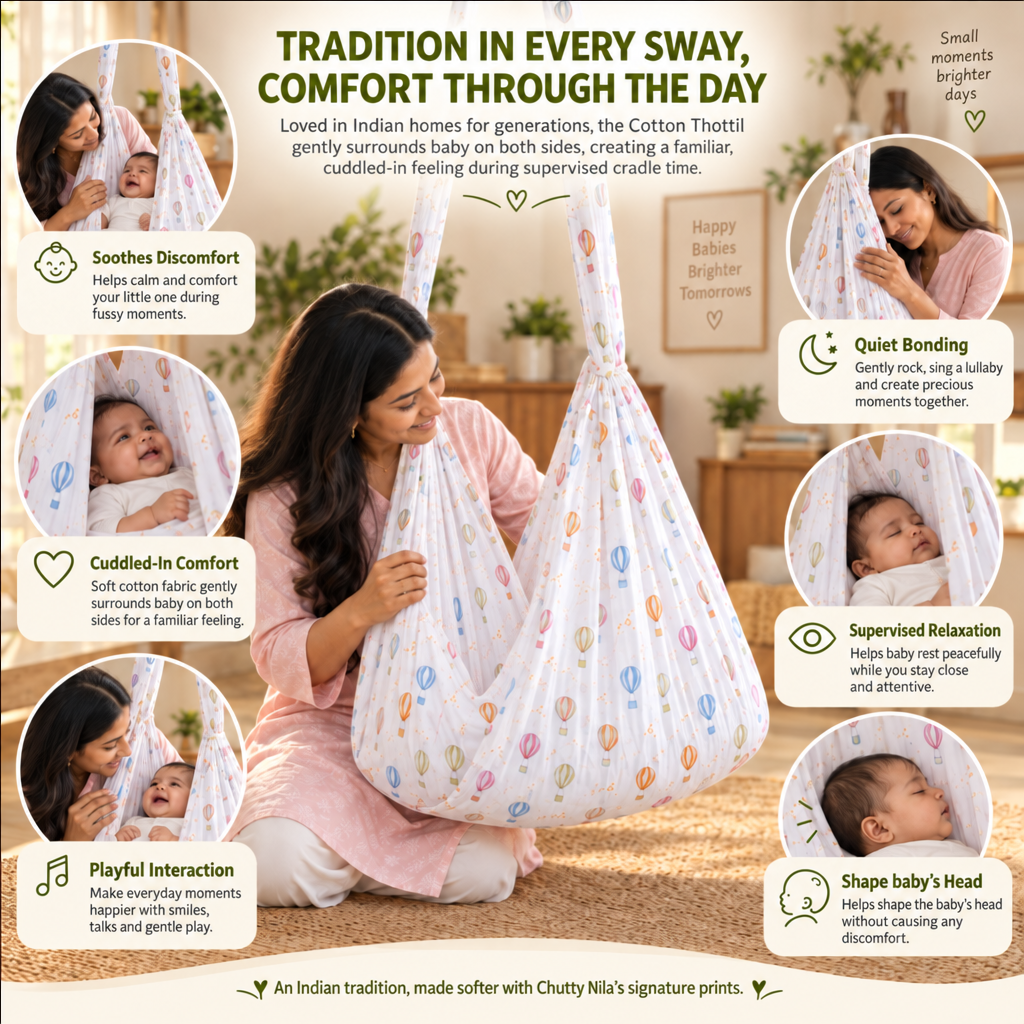 Aira | Printed Cotton Baby Thottil with Net