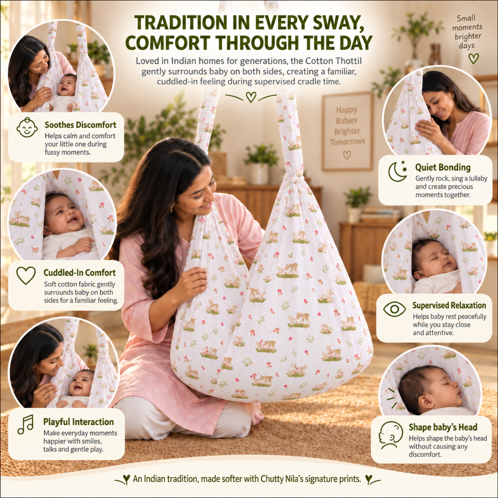 Swaya | Printed Cotton Baby Thottil with Net