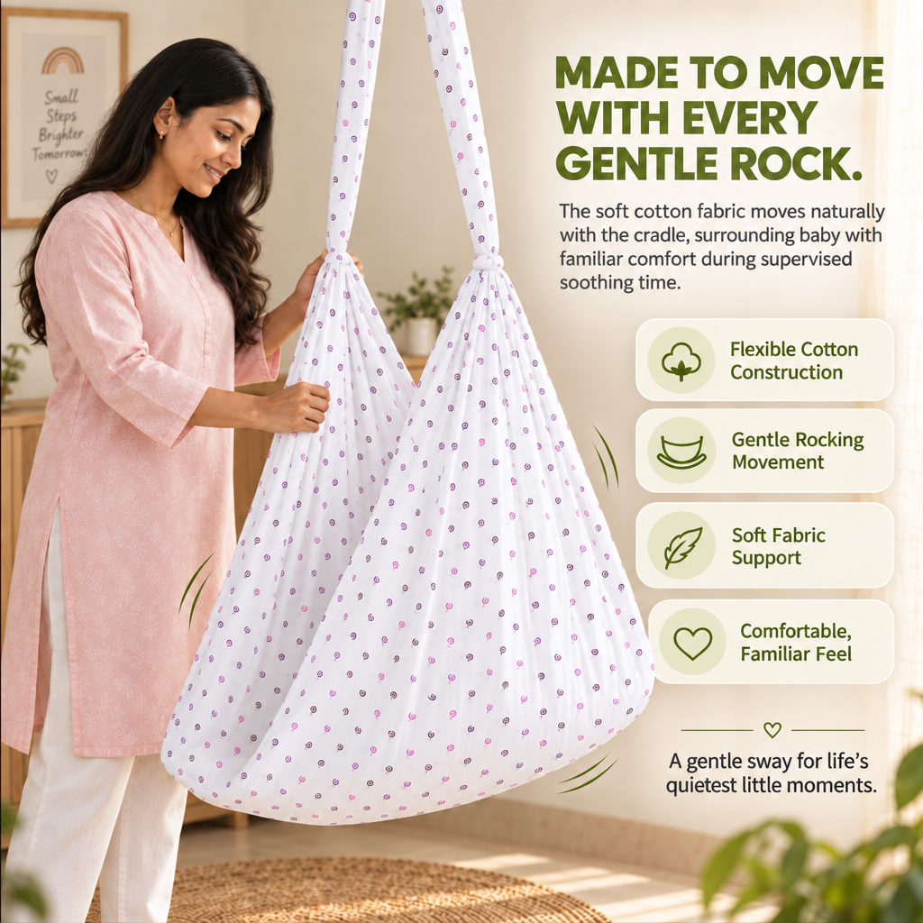 Cradle | Printed Cotton Baby Thottil with Net