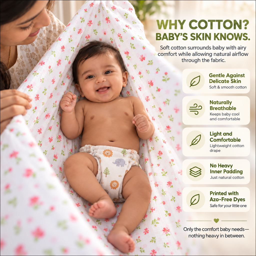 Lullaby | Printed Cotton Baby Thottil with Net