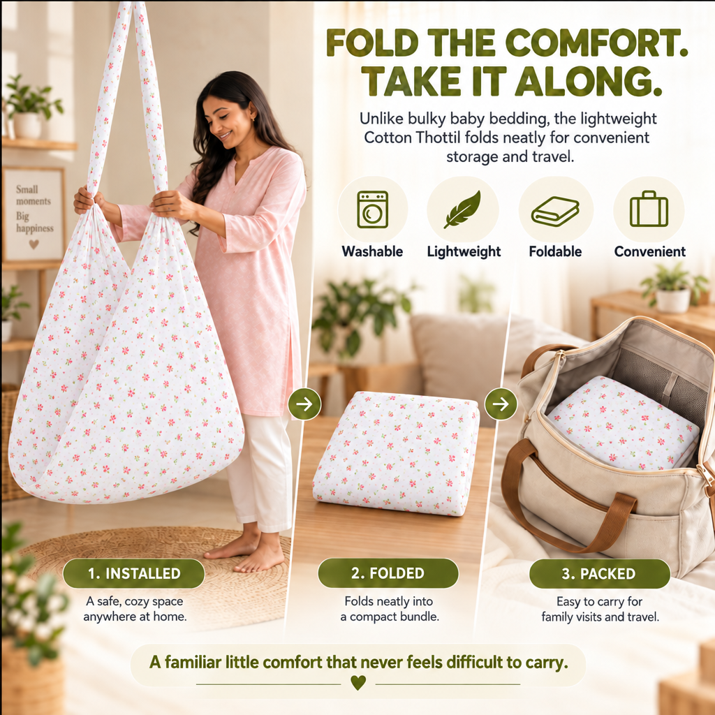 Lullaby | Printed Cotton Baby Thottil with Net