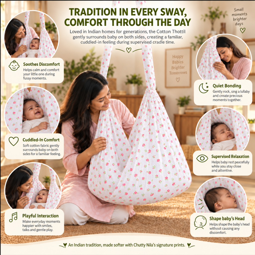 Lullaby | Printed Cotton Baby Thottil with Net