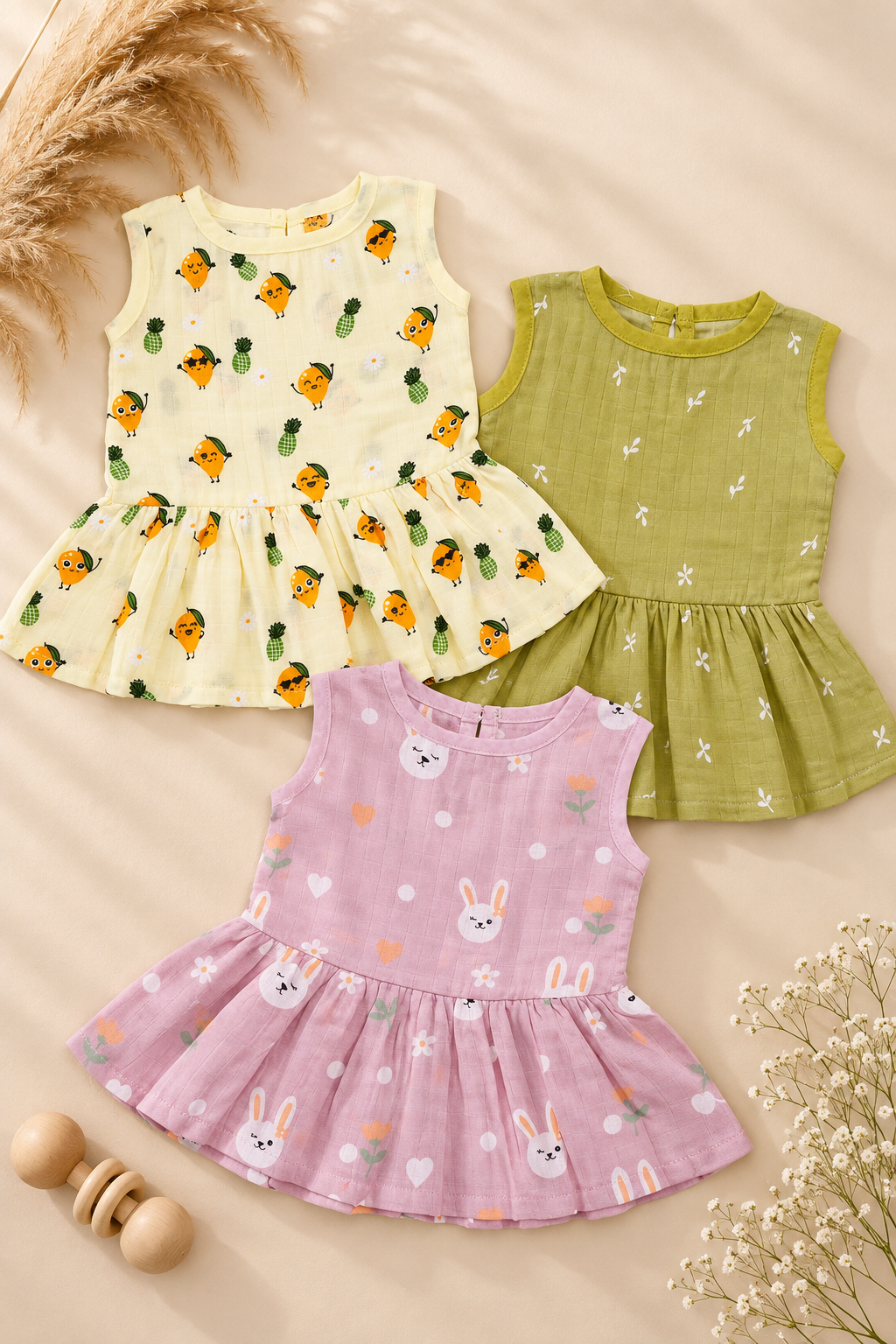 Elorie | Cotton Muslin Mixed Frock (Any Designs)