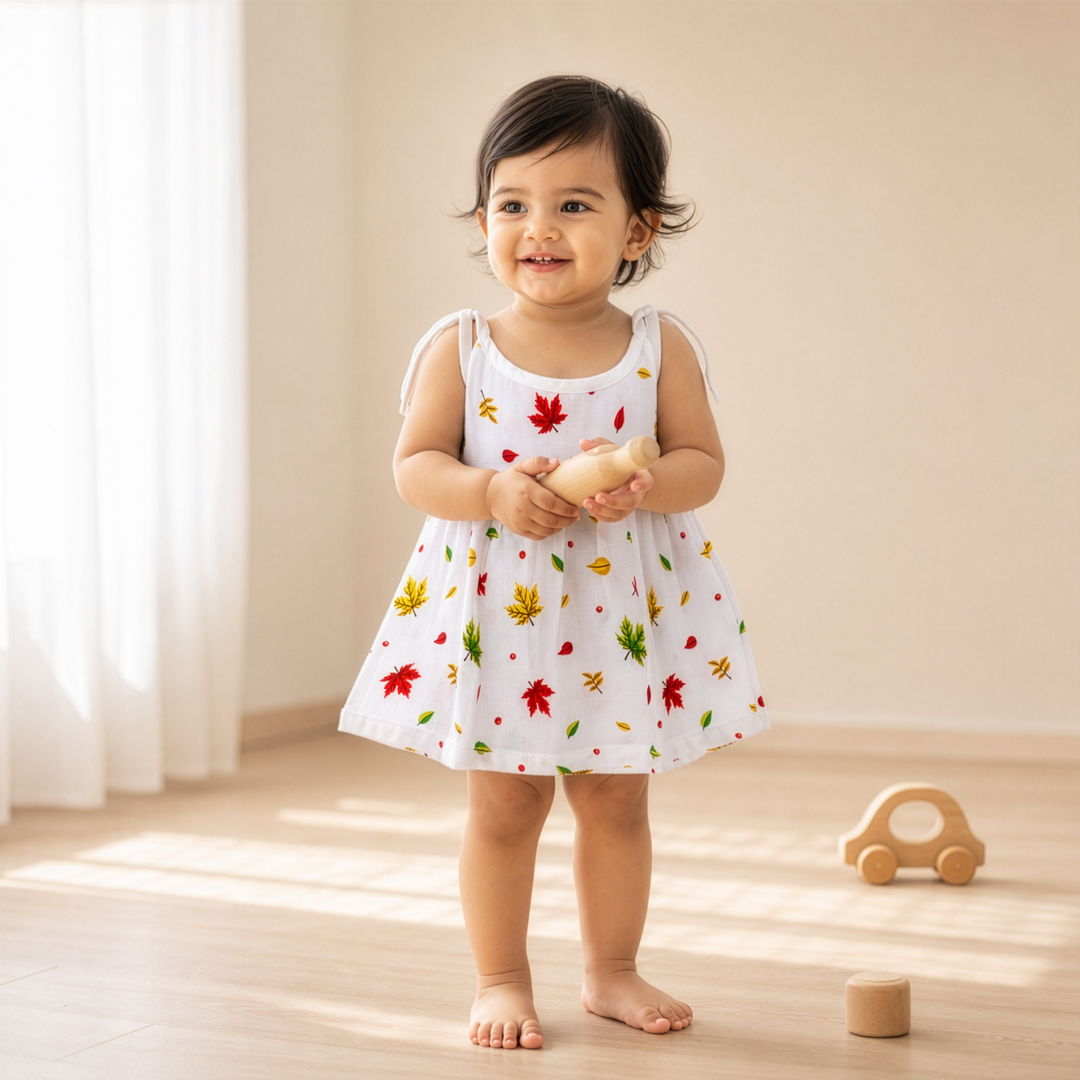Dancing Knot | Organic Muslin Baby Frock