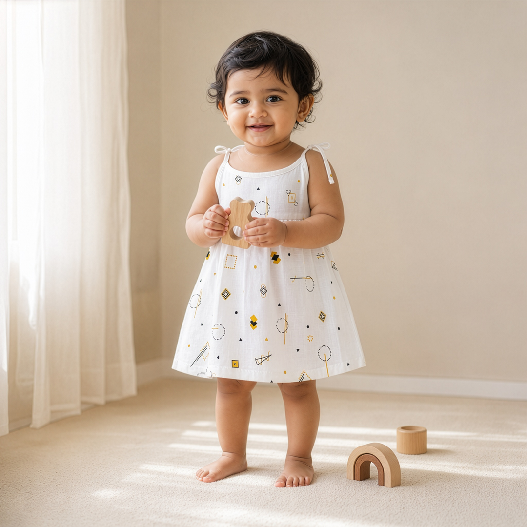 Dancing Knot | Organic Muslin Baby Frock