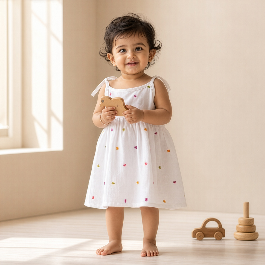 Dancing Knot | Organic Muslin Baby Frock