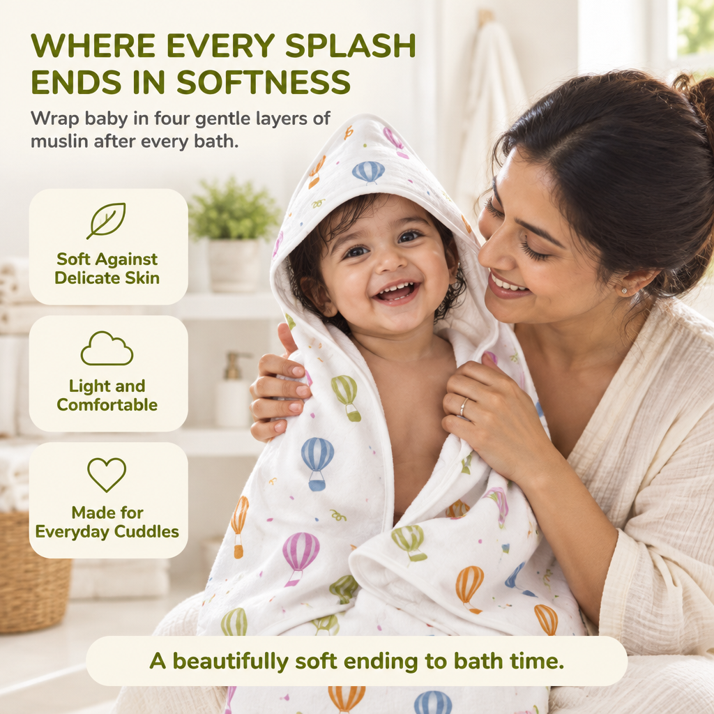 Sky Adventures | Muslin Hooded Baby Towel