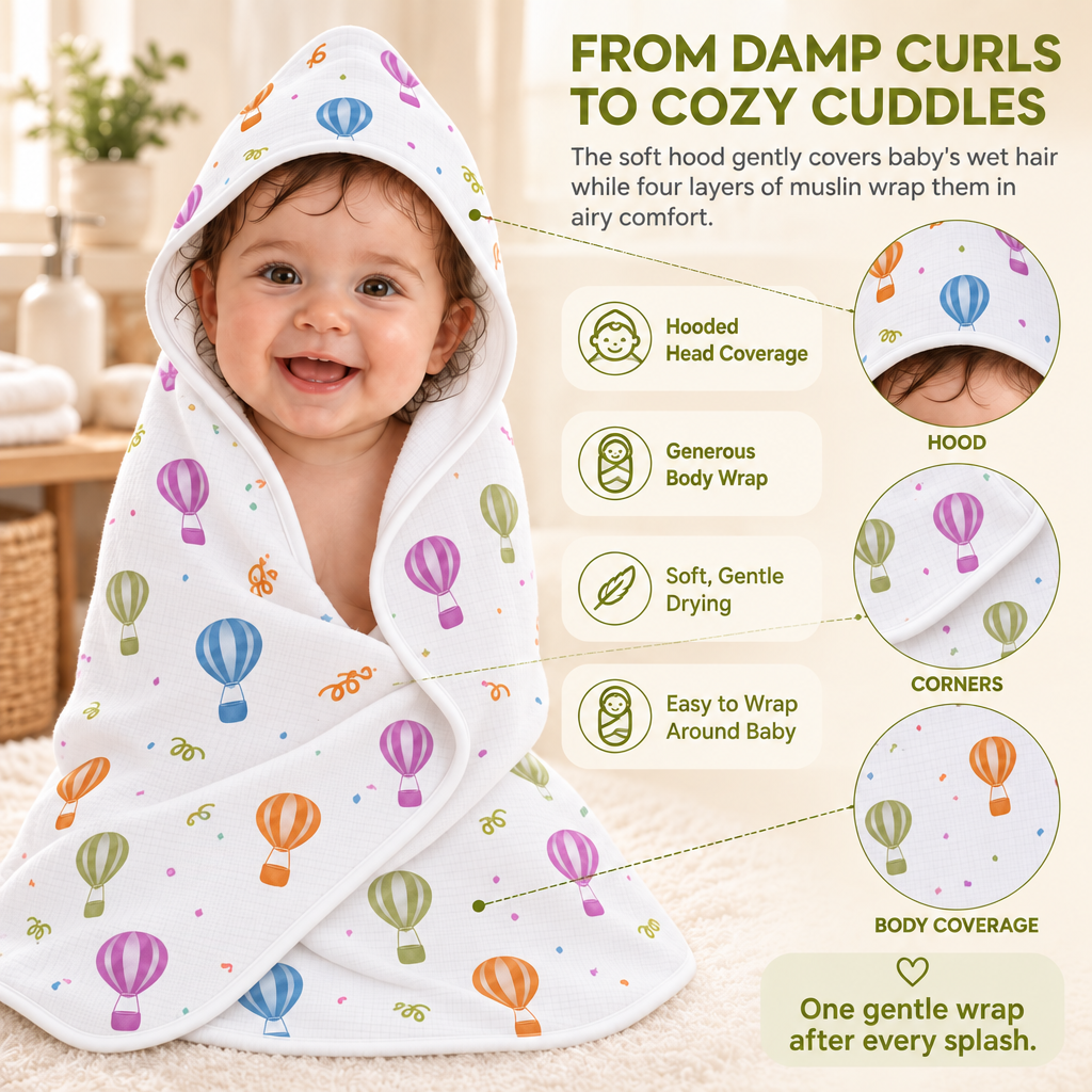 Sky Adventures | Muslin Hooded Baby Towel