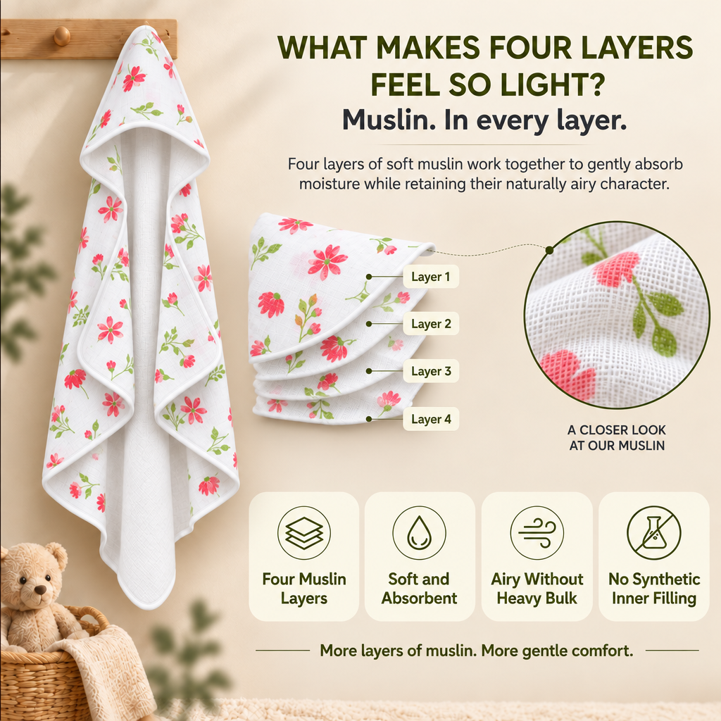Wild Petals | Muslin Hooded Baby Towel
