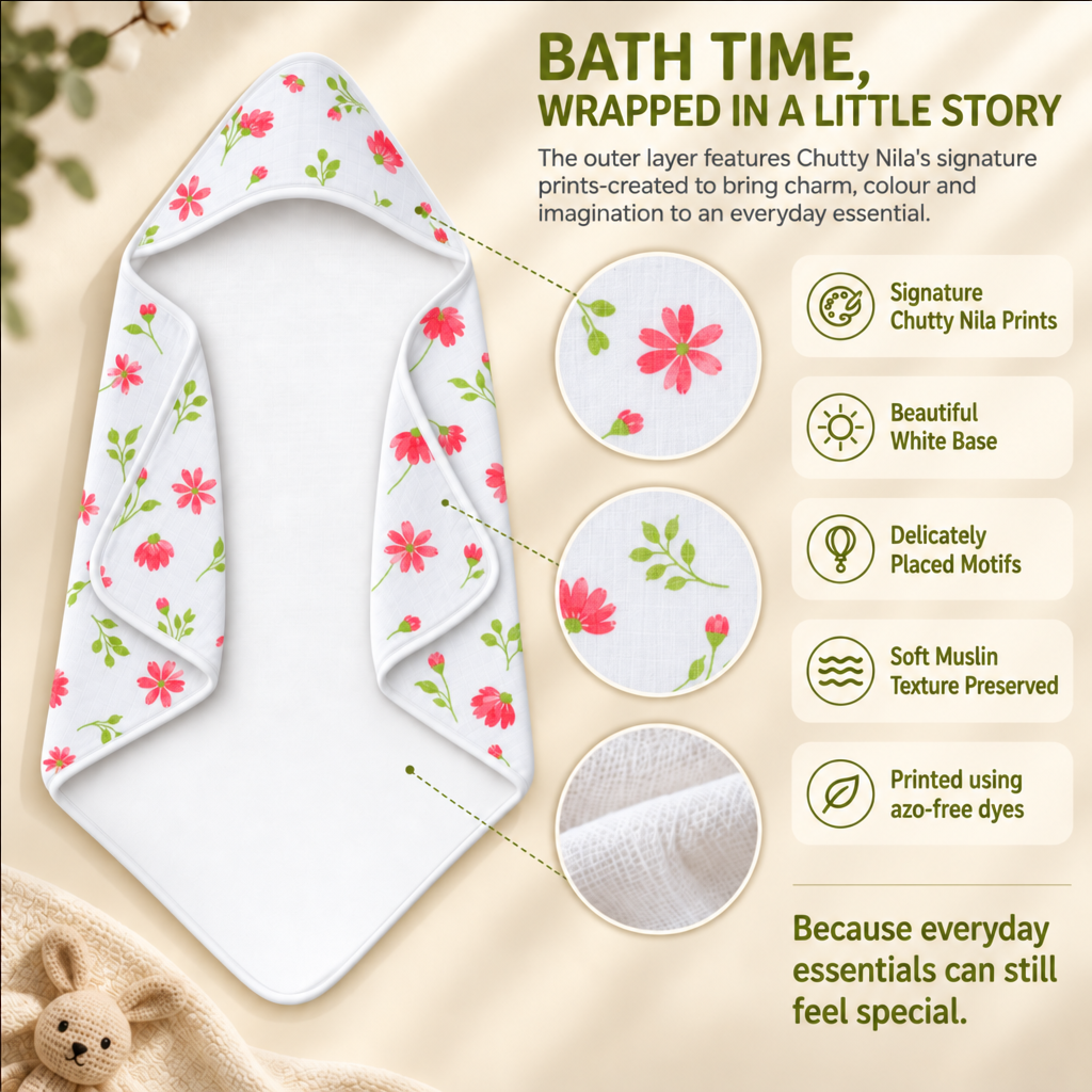 Wild Petals | Muslin Hooded Baby Towel