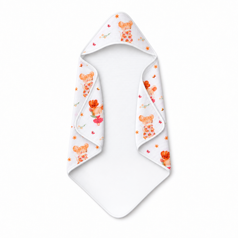 Tiny Whiskers  | Muslin Hooded Baby Towel
