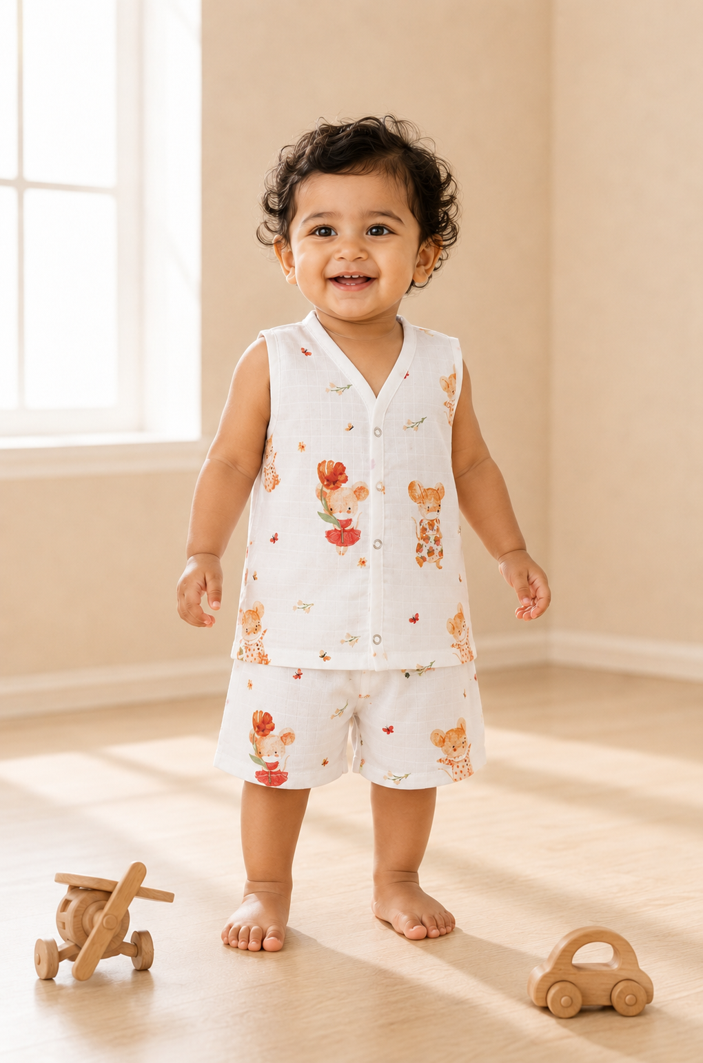 Mice | Muslin Sleeveless Baby Co-ord