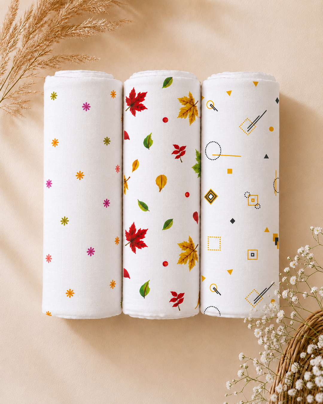Celestial Trio | Organic Muslin Baby Swaddle (GOTS Certified)