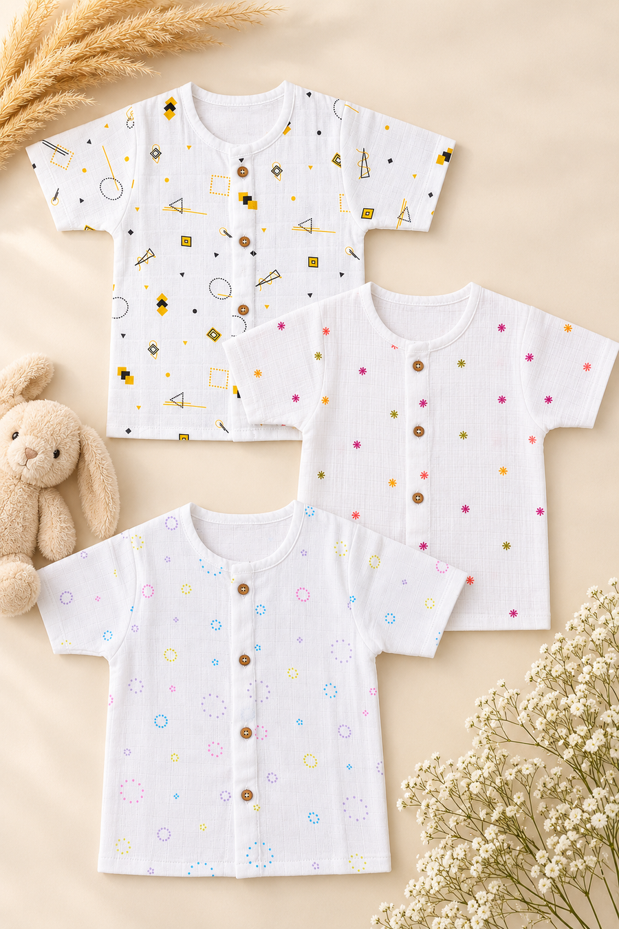 Pebbi | Organic Muslin Half Sleeve Baby Jabla