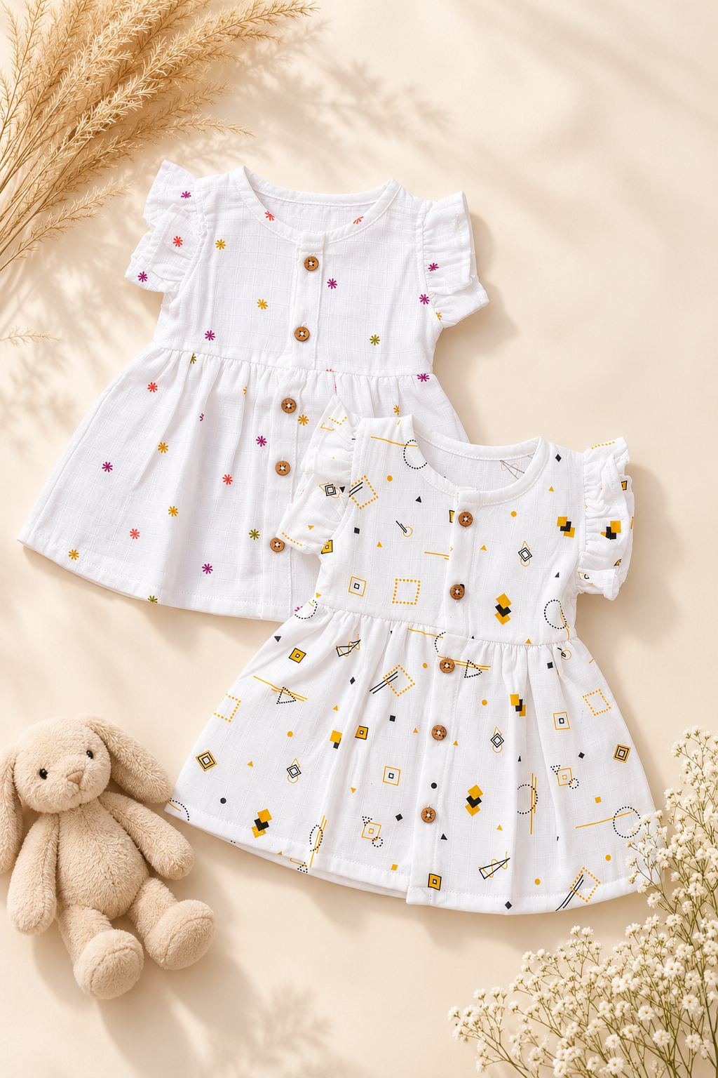 Maple Story | Organic Muslin Frill Sleeve Baby Frock