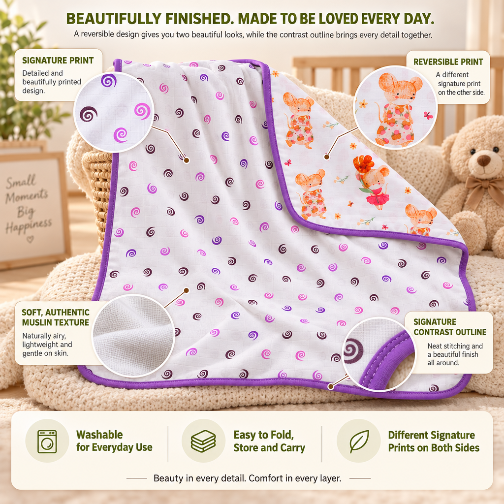 Cloud Nine | Reversible Muslin Baby Blanket