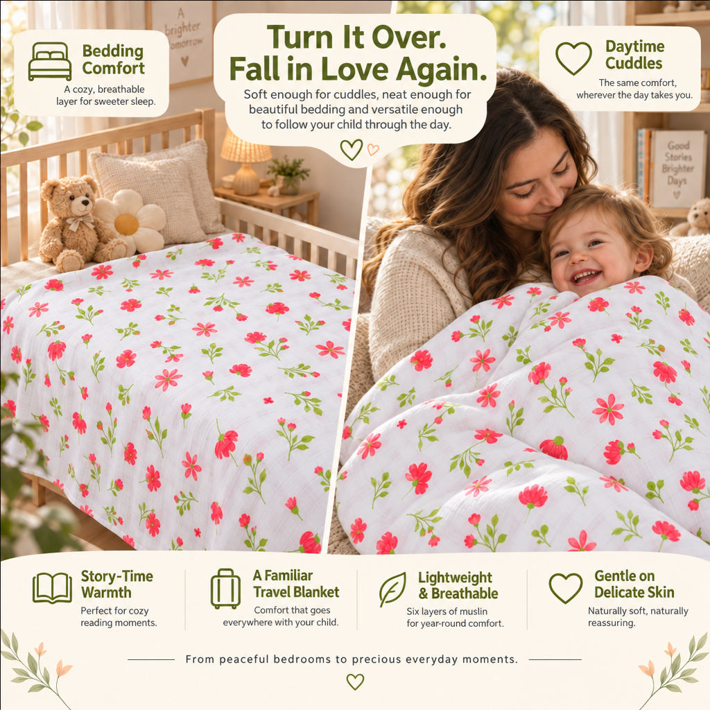 Elva | Reversible Muslin Baby Blanket