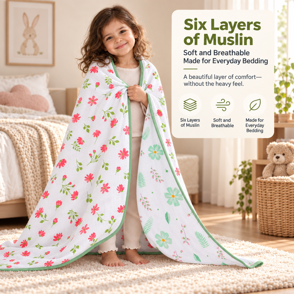 Elva | Reversible Muslin Baby Blanket