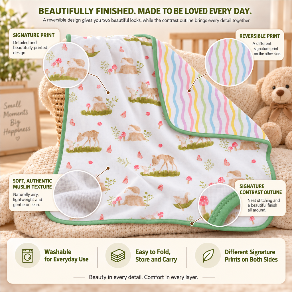 Mello | Reversible Muslin Baby Blanket