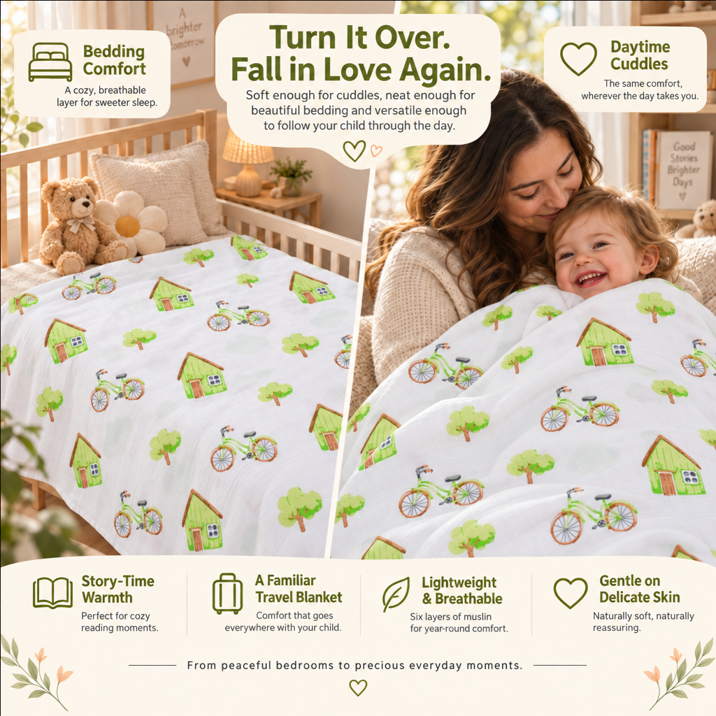 Nestle | Reversible Muslin Baby Blanket