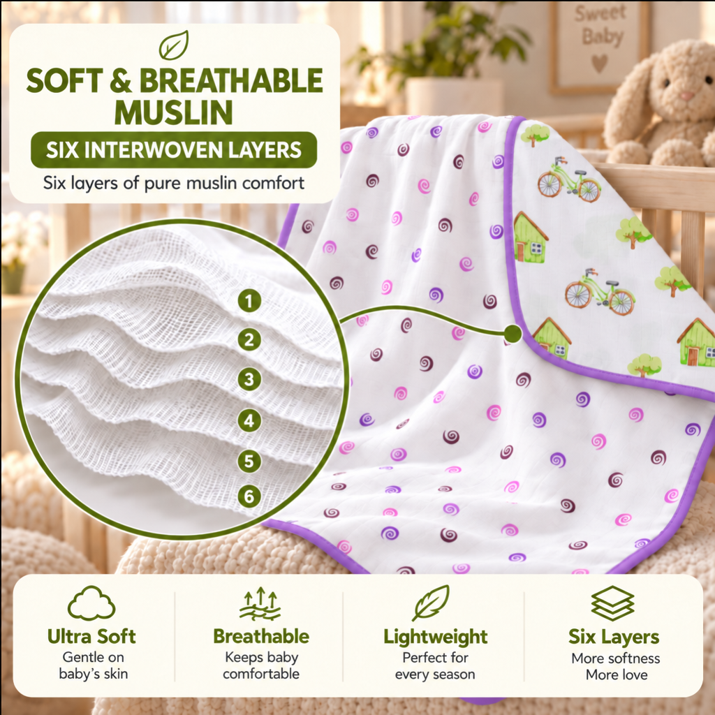Nestle | Reversible Muslin Baby Blanket