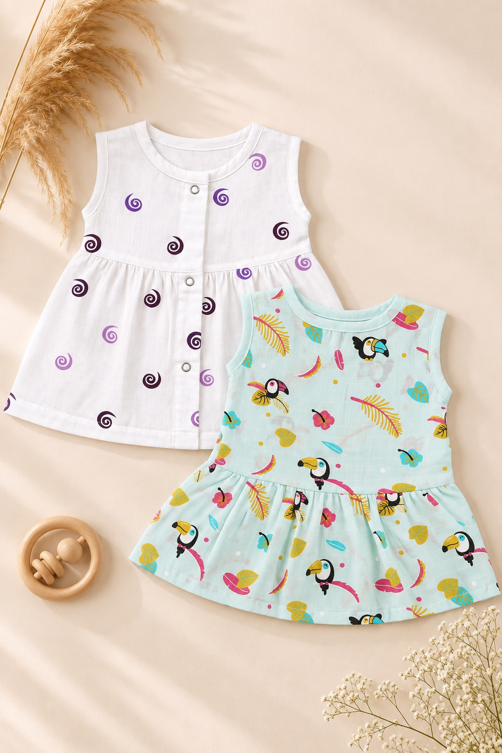Elorie | Cotton Muslin Mixed Frock (Any Designs)