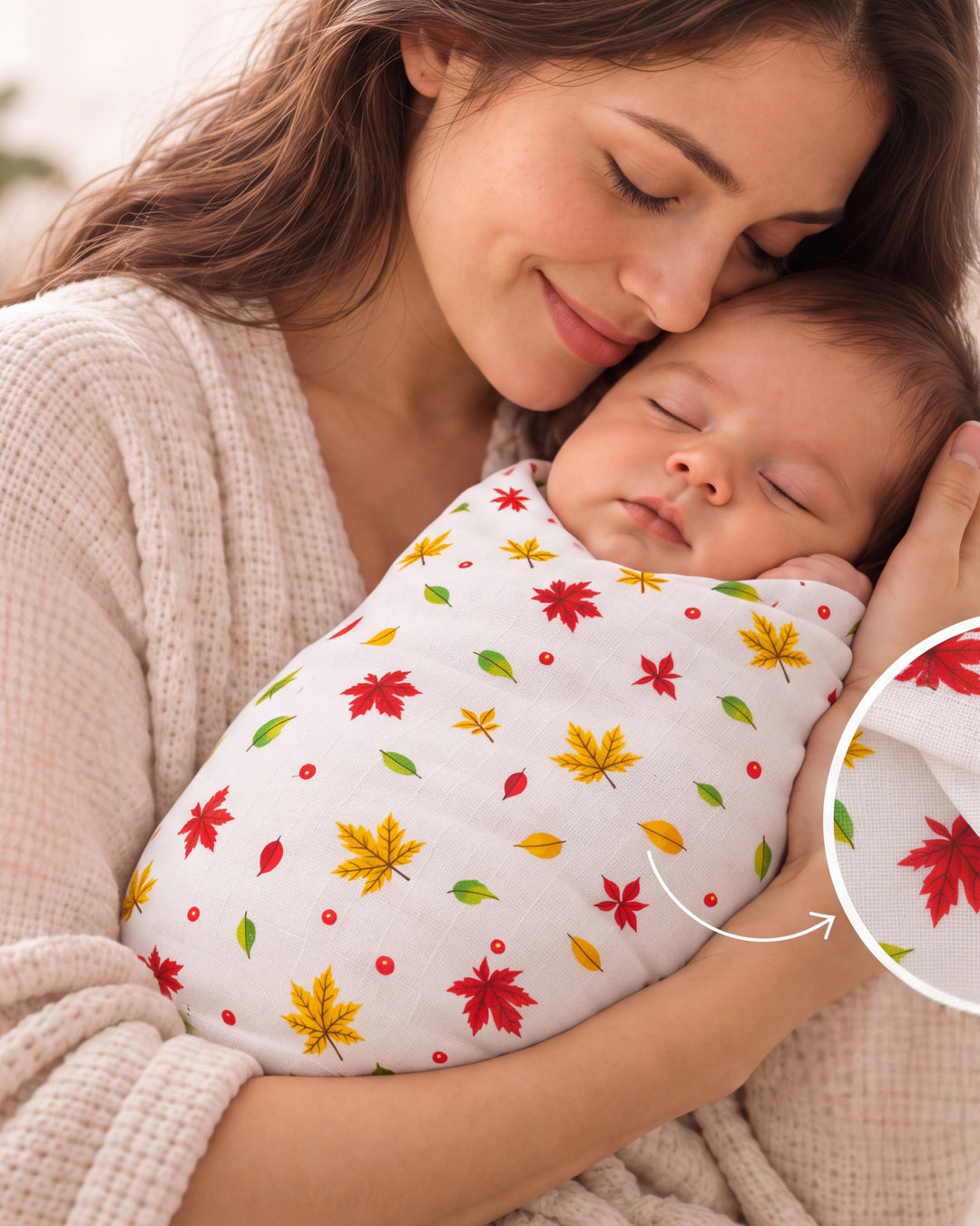 Autumn Breeze | Organic Muslin Baby Swaddle (GOTS Certified)