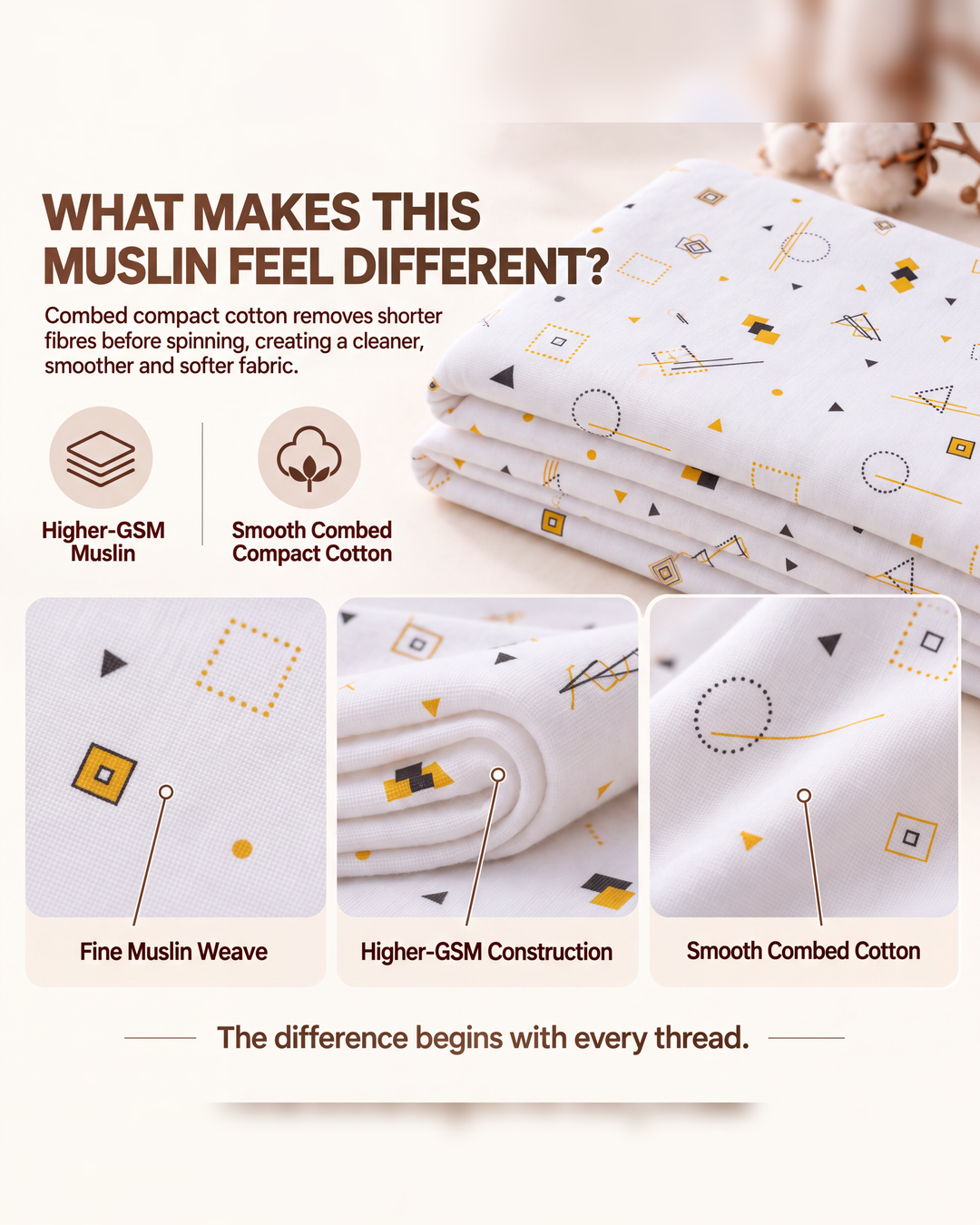Maple Story | Organic Muslin Baby Swaddle (GOTS Certified)