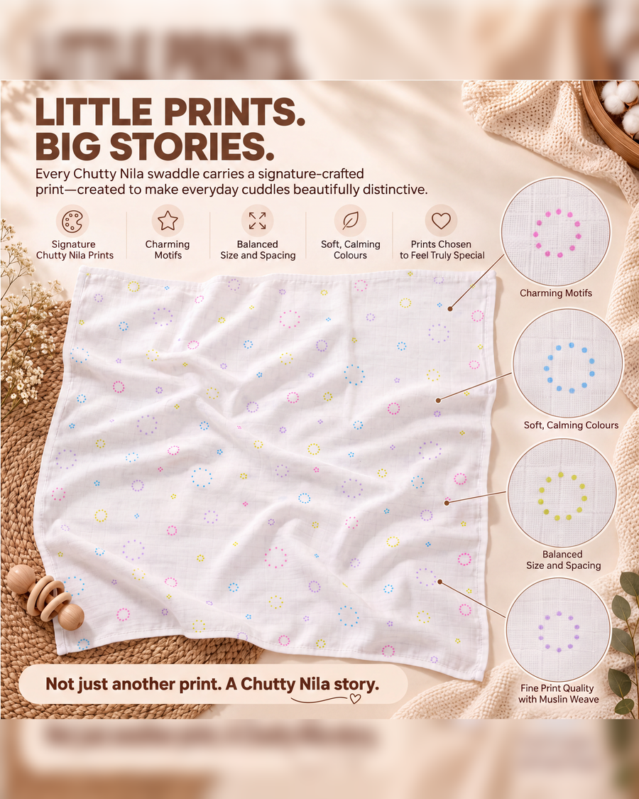 Moon Pebbles| Organic Muslin Baby Swaddle (GOTS Certified)