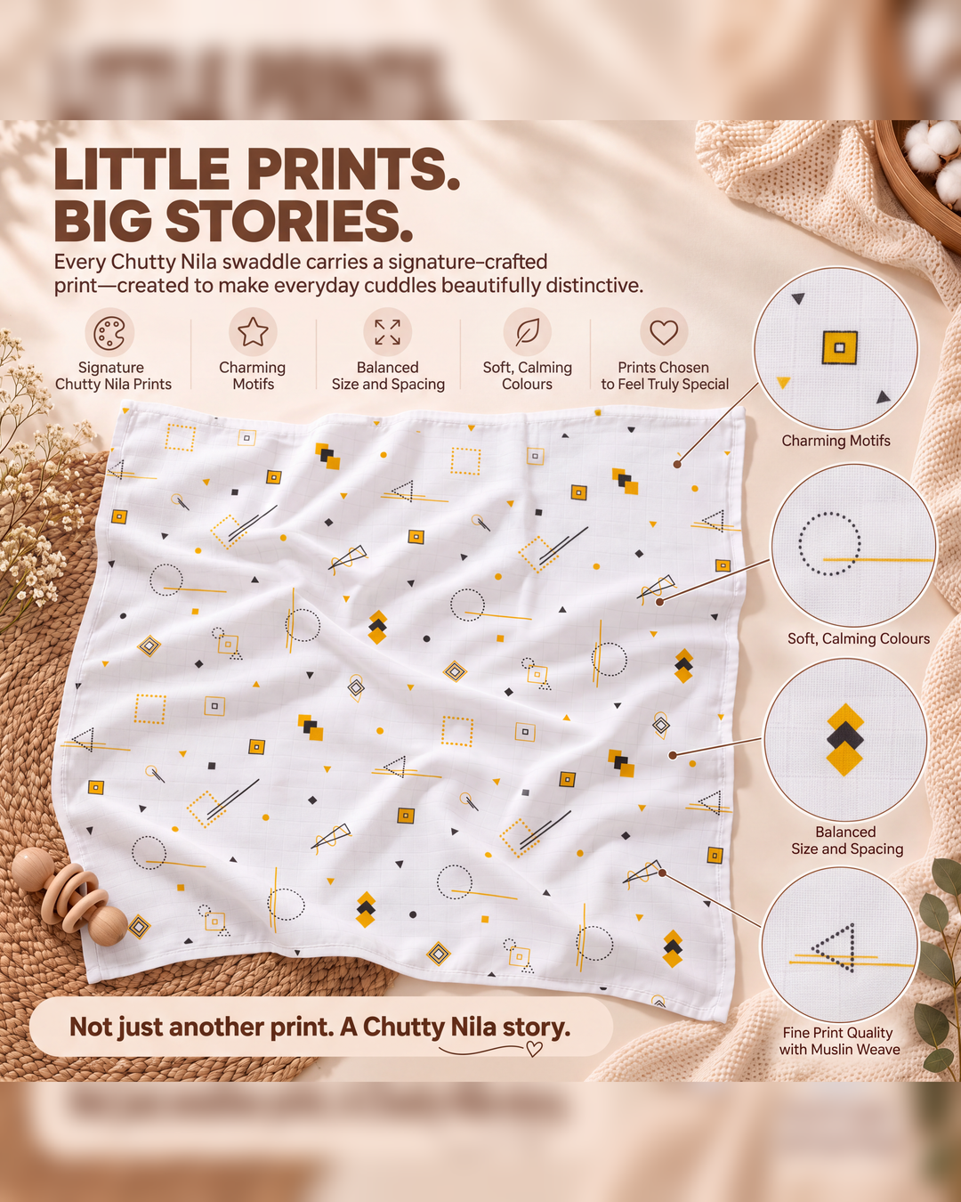 Maple Story | Organic Muslin Baby Swaddle (GOTS Certified)