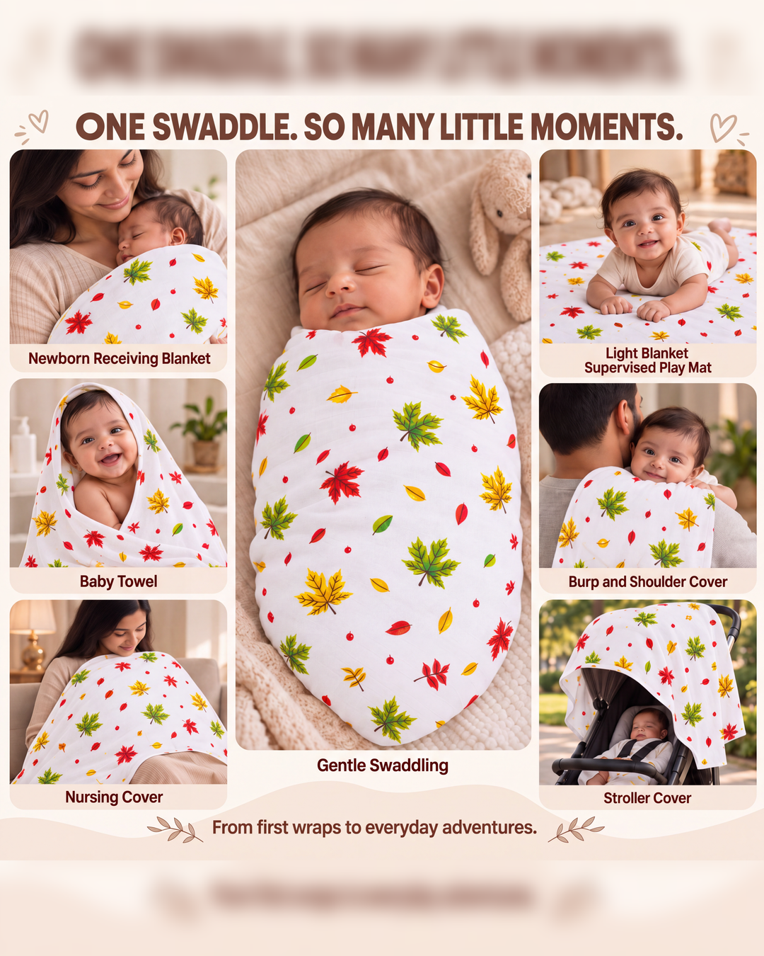 Maple Story | Organic Muslin Baby Swaddle (GOTS Certified)