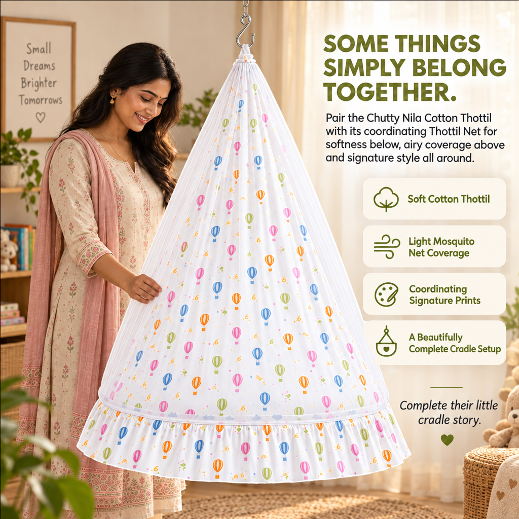 Aira | Printed Cotton Baby Thottil with Net