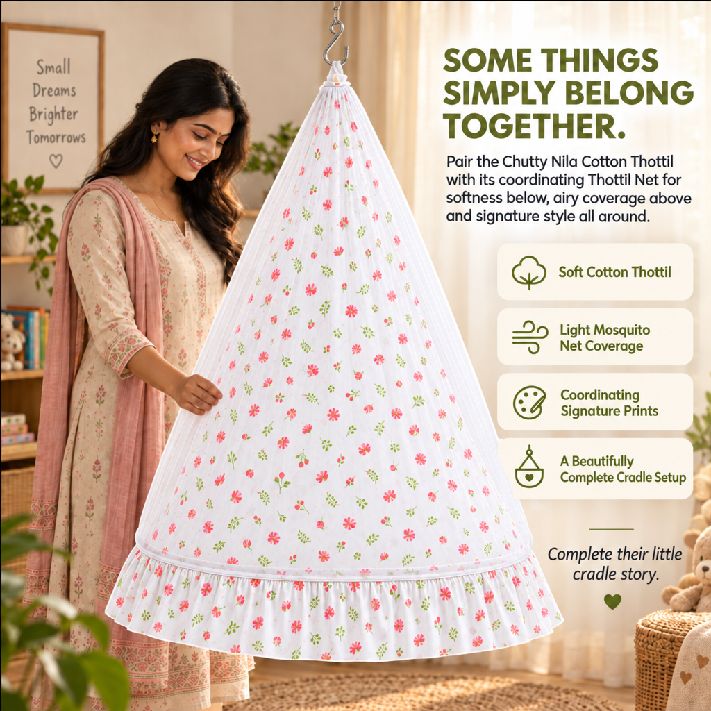 Lullaby | Printed Cotton Baby Thottil with Net