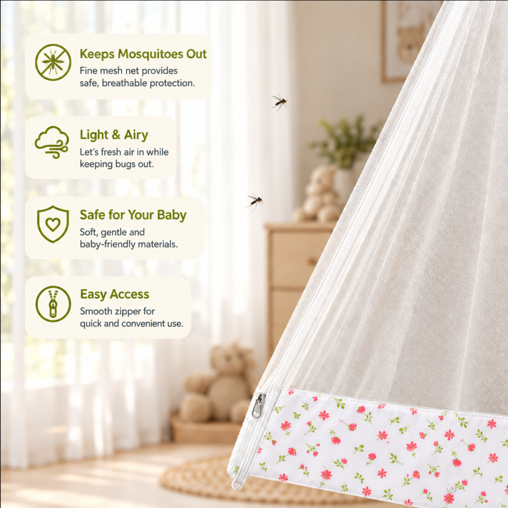 Lullaby | Printed Cotton Baby Thottil with Net