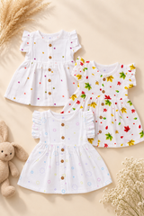 Maple Story | Organic Muslin Frill Sleeve Baby Frock