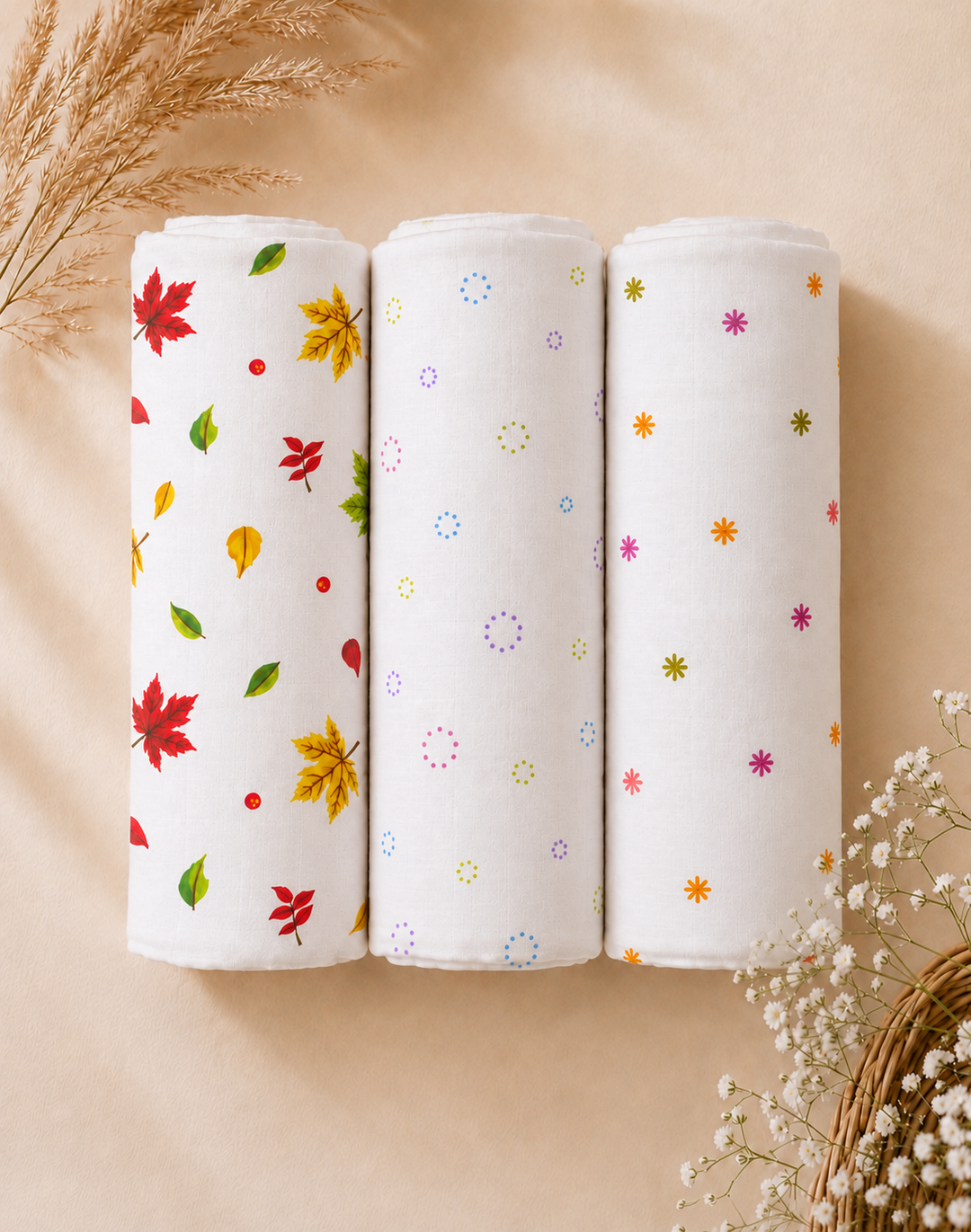 Celestial Trio | Organic Muslin Baby Swaddle (GOTS Certified)