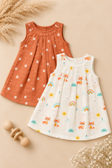 Tullie | Cotton Muslin A-Line Frock Set (Any Designs)