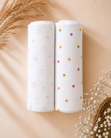 Dancing Dots | Organic Muslin Baby Swaddle (GOTS Certified)