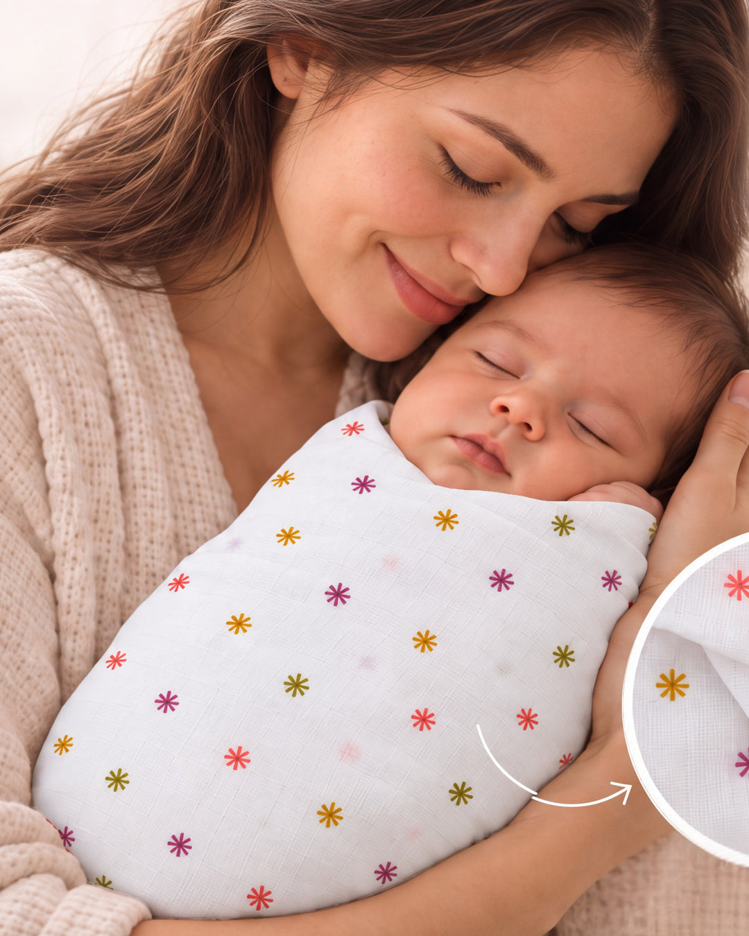 Tiny Bloom | Organic Muslin Baby Swaddle (GOTS Certified)